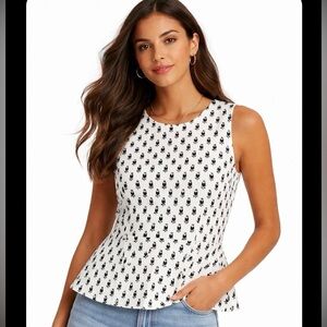 J. Crew Black and White Patterned Sleeveless Blouse